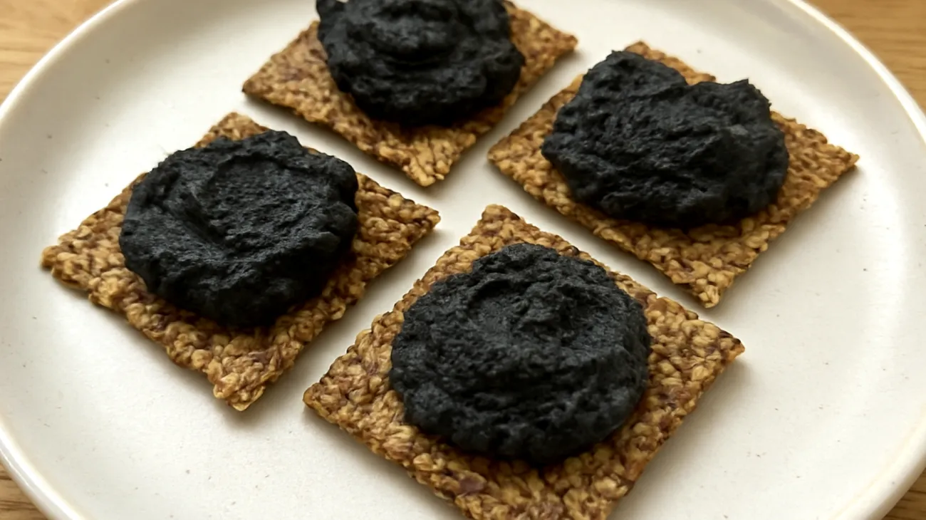 Crackers di semi di lino con hummus di ceci neri"