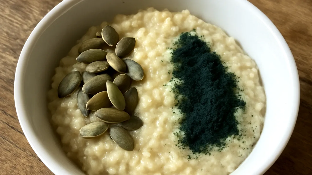 Porridge di miglio con semi di zucca e spirulina"