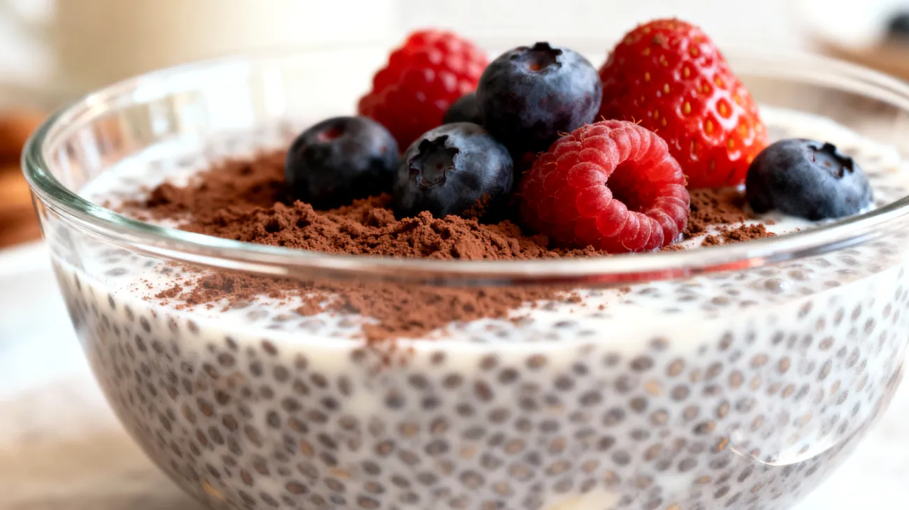 Budino di semi di chia con latte di mandorle e cacao"