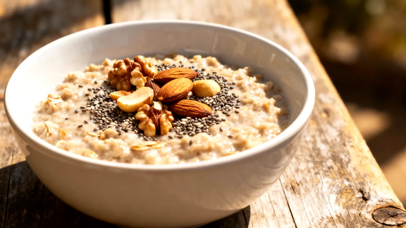 Porridge di avena con semi di chia e frutta secca"