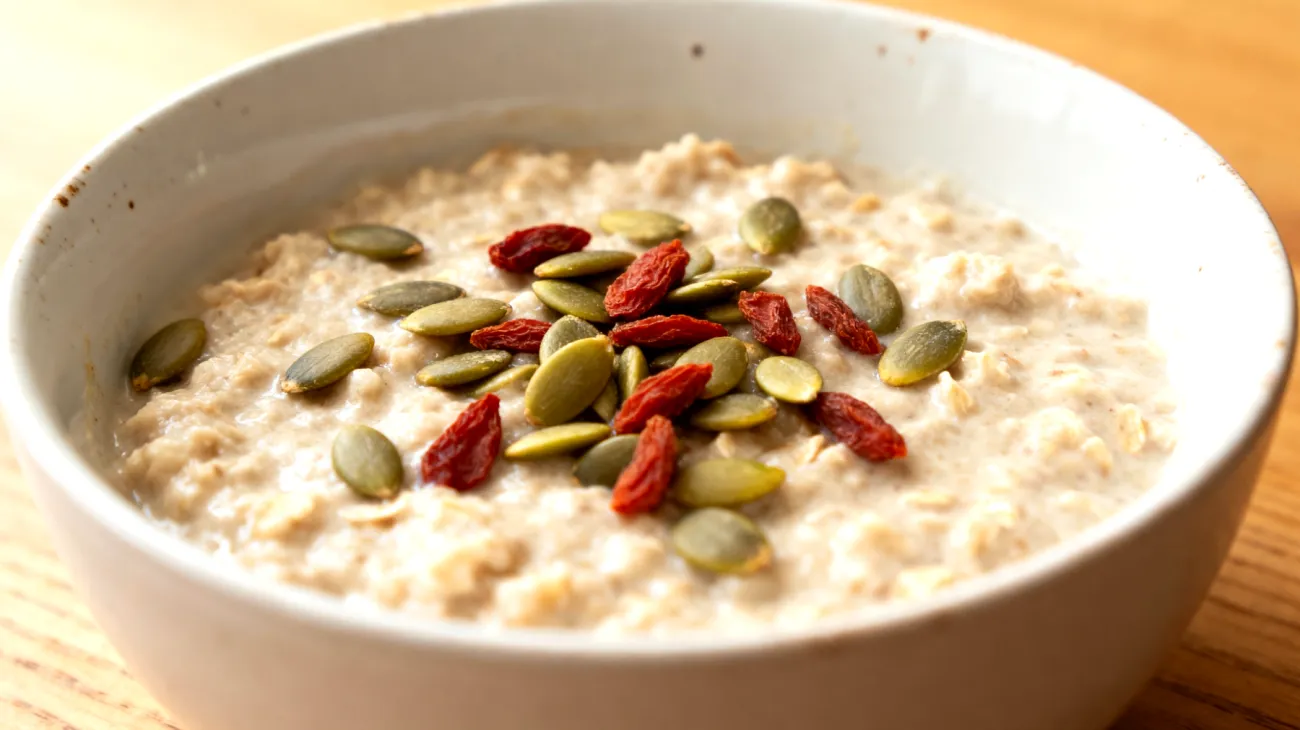 Porridge di avena con semi di zucca e bacche di goji"