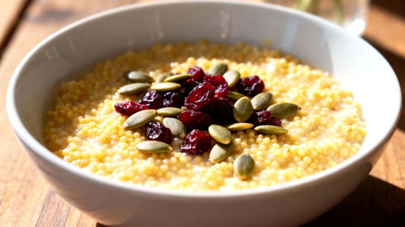Porridge di miglio con semi di zucca e mirtilli rossi secchi"