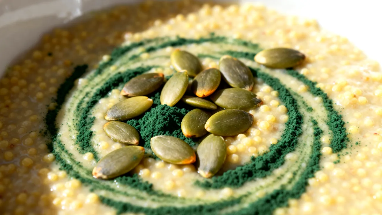 Porridge di miglio con semi di zucca e spirulina"