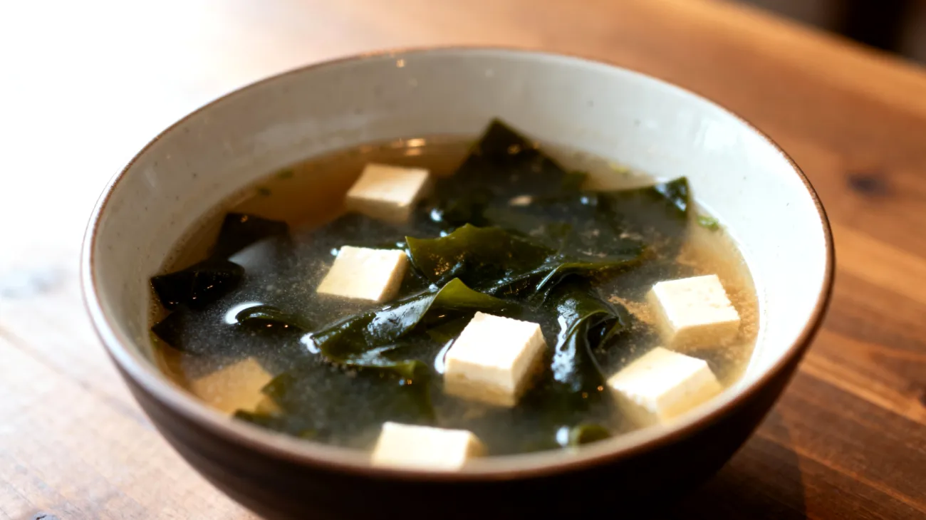 Zuppa di miso con alghe wakame e tofu"