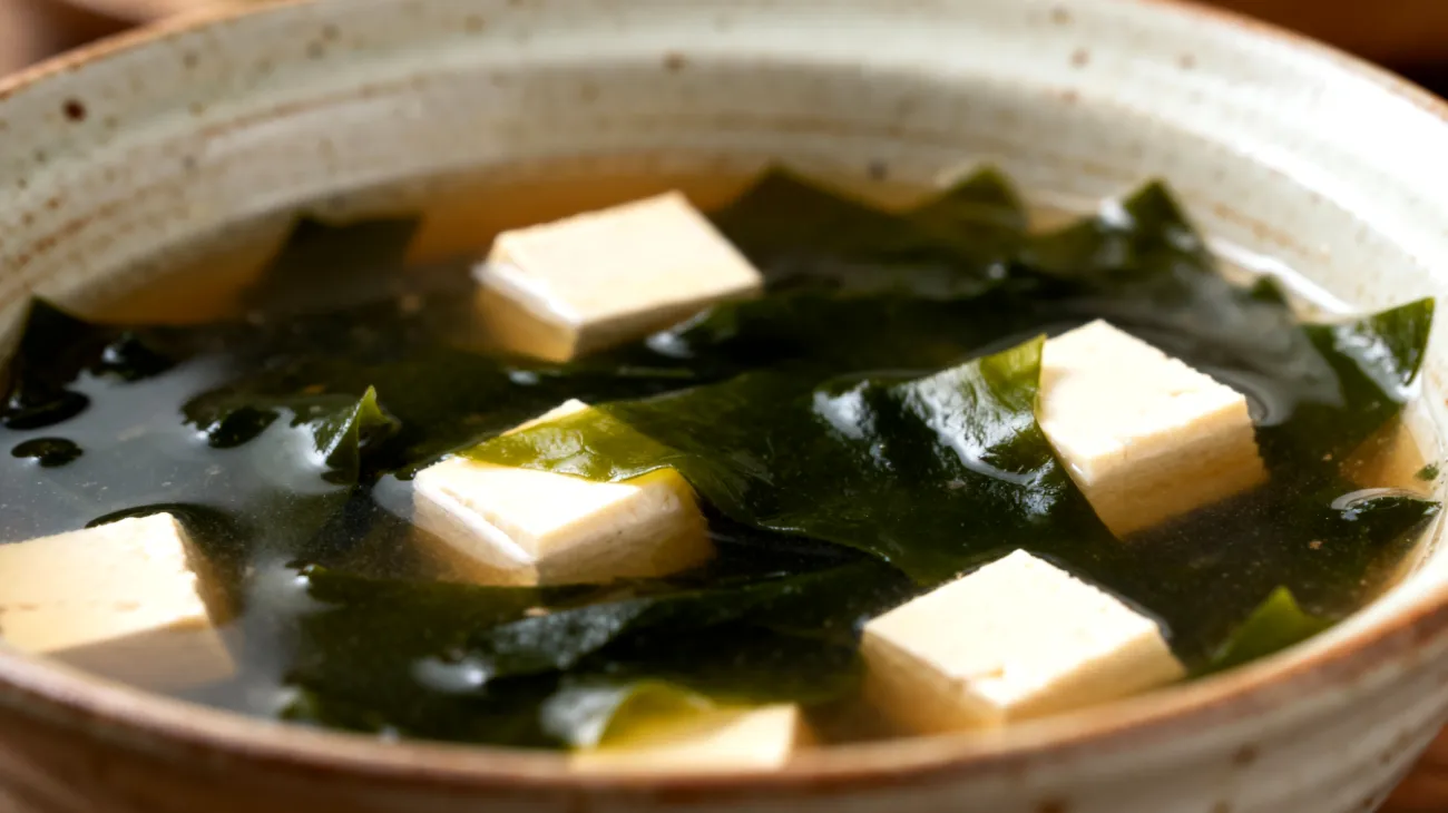 Zuppa di miso con alghe wakame e tofu"
