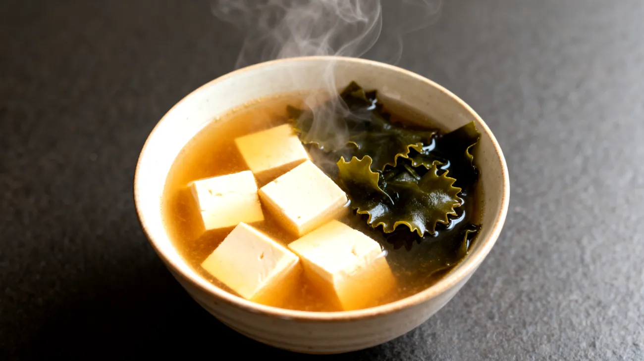 Zuppa di miso con alghe wakame e tofu"